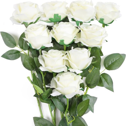 Pcs artificial white roses - 10,